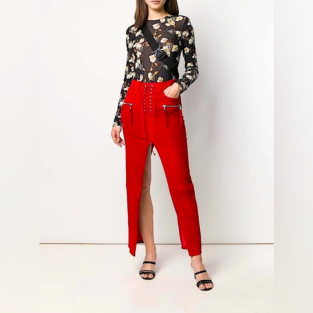 BEN TAVERNITI Unravel Project Laceup Suede Skirt